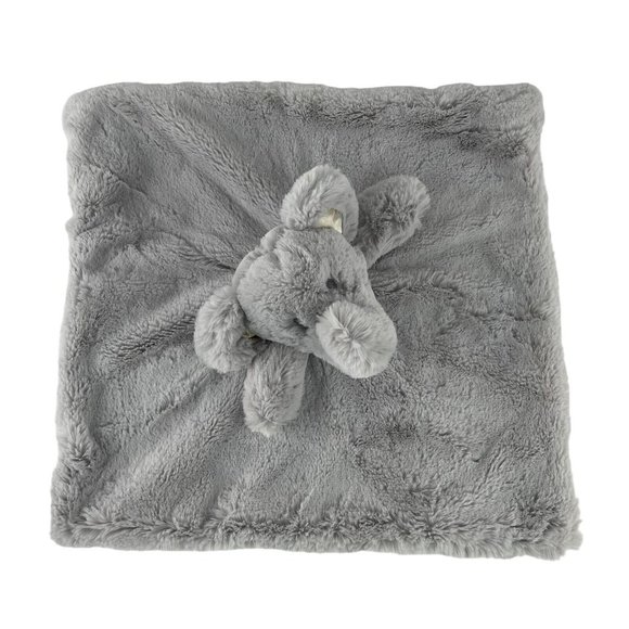Kellytoy K Luxe Grey Elephant Lovey 14" Baby Security Blanket Cream Back Rattle - Picture 4 of 7